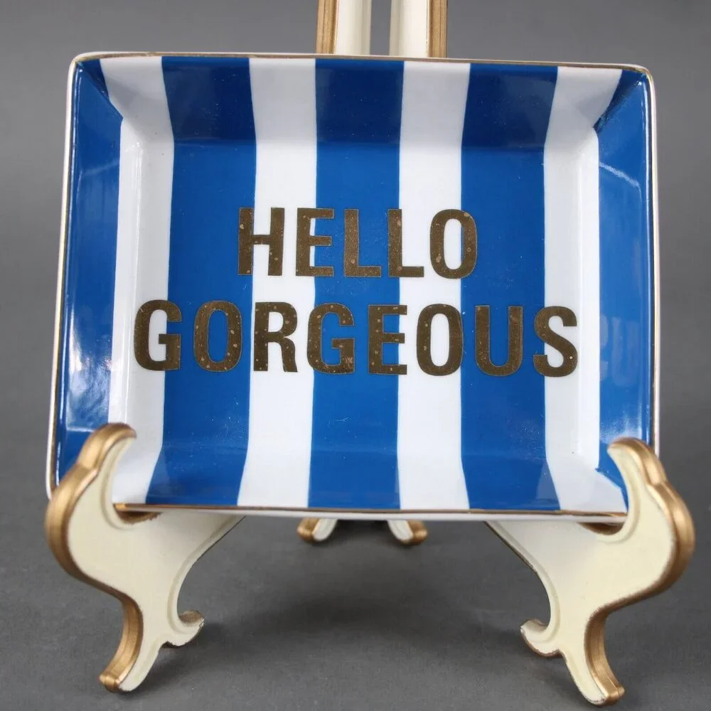 Rosanna Navy Blue White Hello Gorgeous 5.25 x 4.25 Vanity Tray